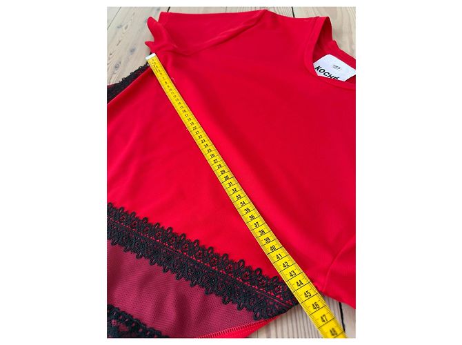 Autre Marque Abito Koché Rosso e Viola Color-block con Bordi in Pizzo Nero Porpora - vista 10