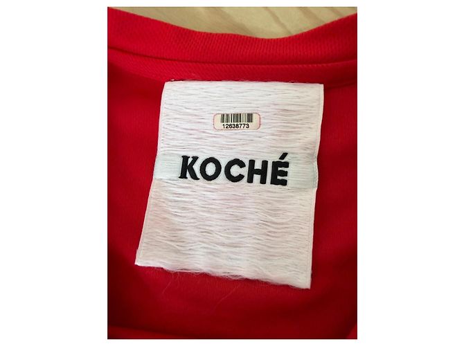 Autre Marque Abito Koché Rosso e Viola Color-block con Bordi in Pizzo Nero Porpora - vista 11