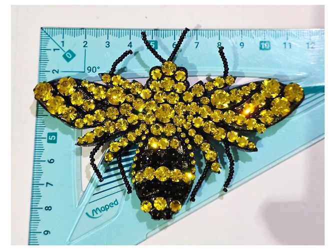 Gucci Spilla Ape Cristalli Giallo e Nero - vista 10
