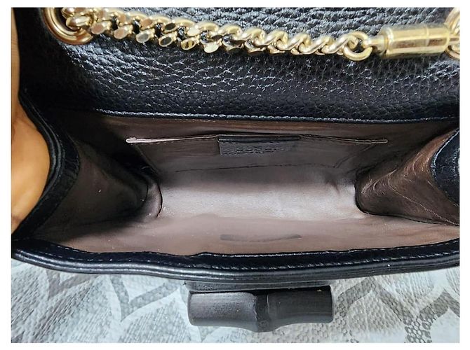 Gucci Miss Bamboo Borsa a Tracolla Piccola in Pelle Nera Nero - vista 8