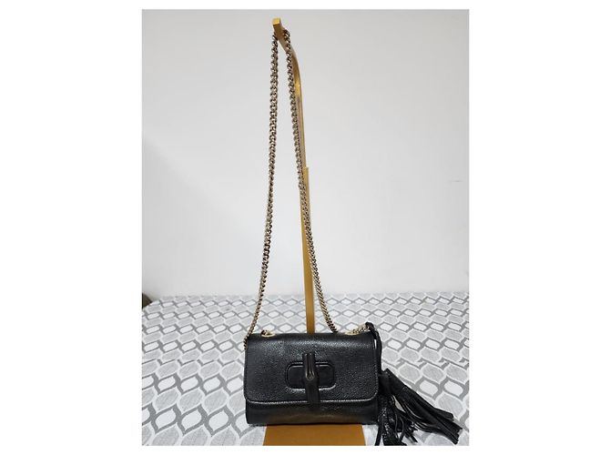 Gucci Miss Bamboo Borsa a Tracolla Piccola in Pelle Nera Nero - vista 9