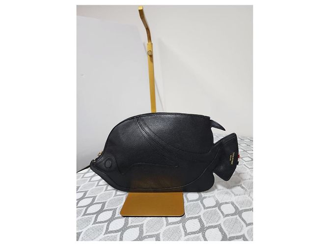 Thom Browne Clutch Trigger Reef Fish in Pelle - Nero - vista 11