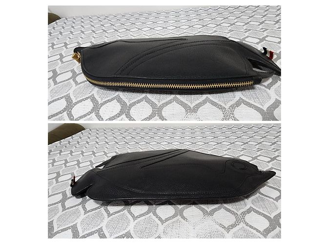 Thom Browne Clutch Trigger Reef Fish in Pelle - Nero - vista 5