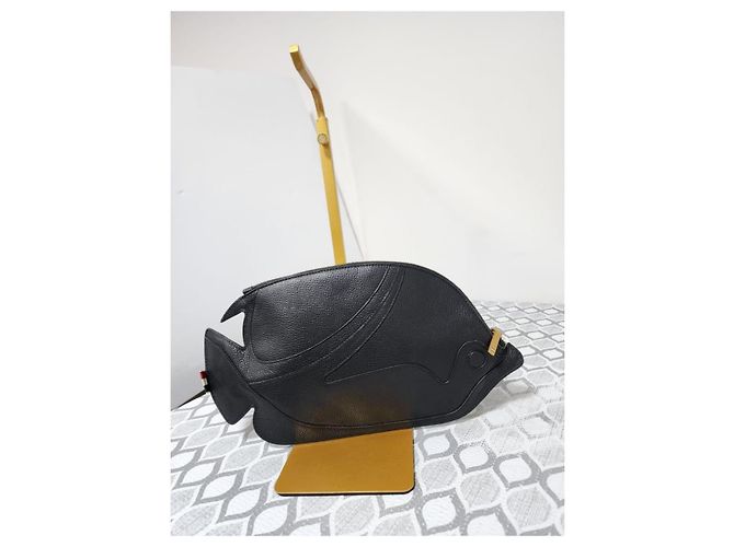 Thom Browne Clutch Trigger Reef Fish in Pelle - Nero - vista 6