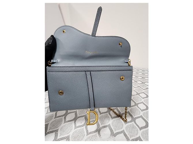 Christian Dior Nano Saddle Chain Pouch Blu - vista 10