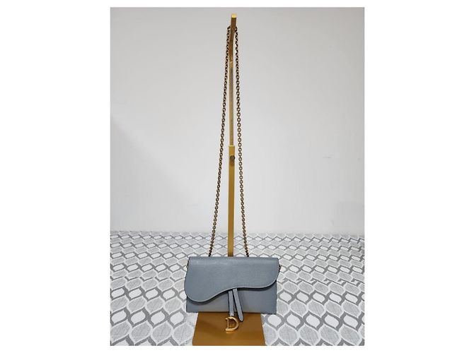 Christian Dior Nano Saddle Chain Pouch Blu - vista 12