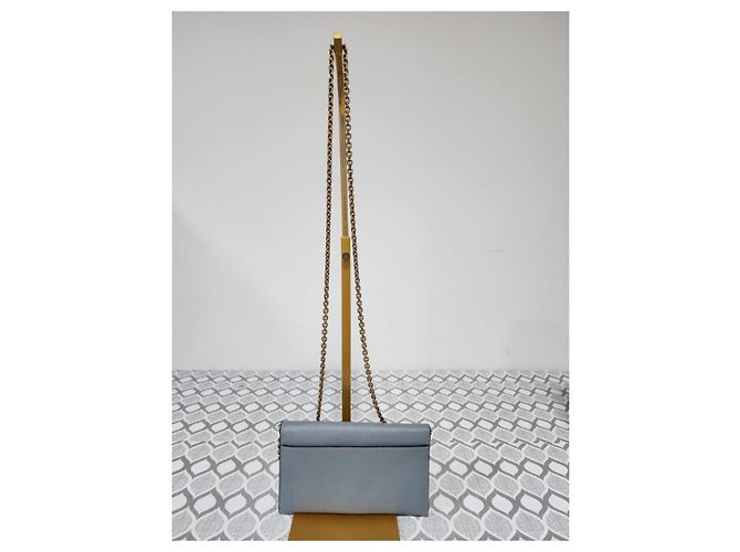 Christian Dior Nano Saddle Chain Pouch Blu - vista 3