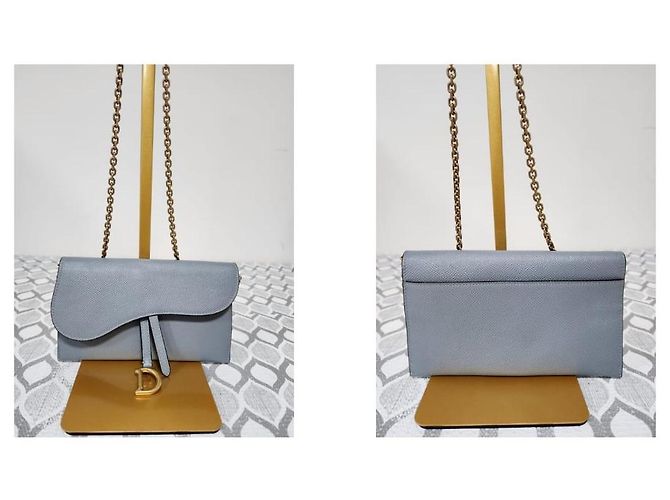 Christian Dior Nano Saddle Chain Pouch Blu - vista 5