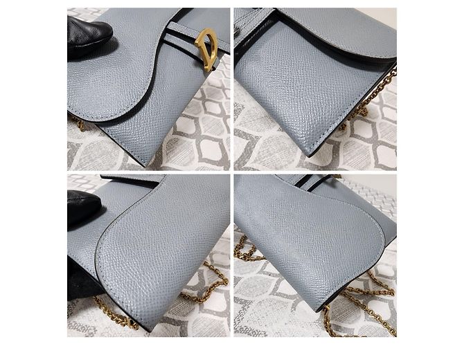 Christian Dior Nano Saddle Chain Pouch Blu - vista 8