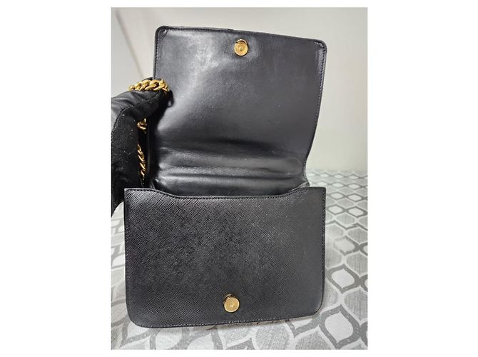 Prada Borsa a spalla Saffiano in pelle nera Nero - vista 12