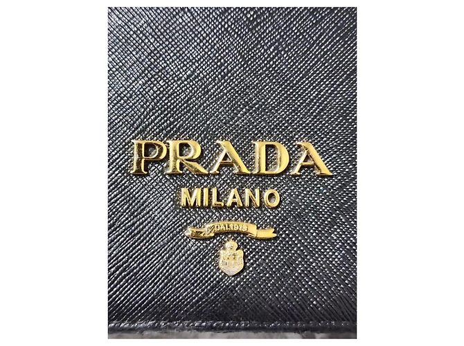 Prada Borsa a spalla Saffiano in pelle nera Nero - vista 4