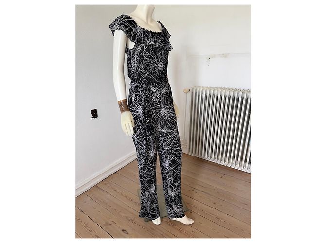 Diane von Furstenberg Tuta DVF Adele Nero Bianco - vista 2