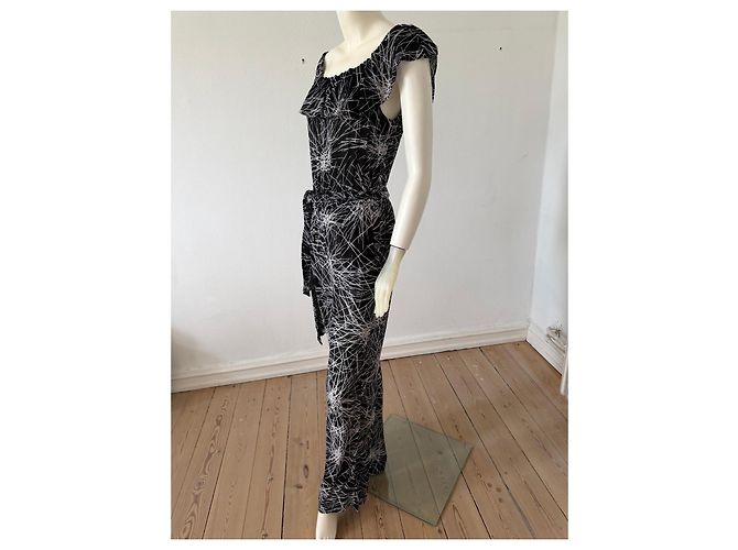 Diane von Furstenberg Tuta DVF Adele Nero Bianco - vista 3
