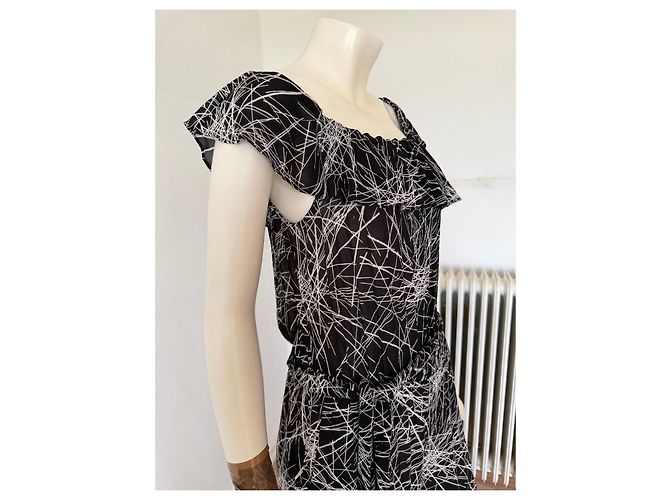 Diane von Furstenberg Tuta DVF Adele Nero Bianco - vista 4