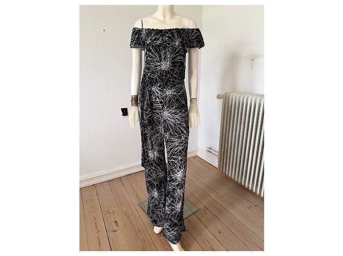 Diane von Furstenberg Tuta DVF Adele Nero Bianco - vista 5