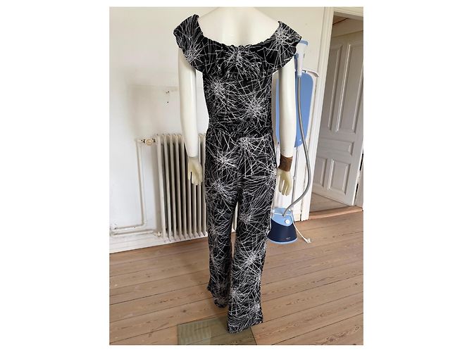 Diane von Furstenberg Tuta DVF Adele Nero Bianco - vista 6