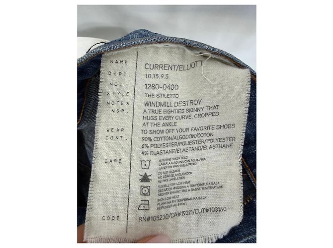 Current Elliott Jeans Current/Elliott The Stiletto Windmill Destroy Blu - vista 4