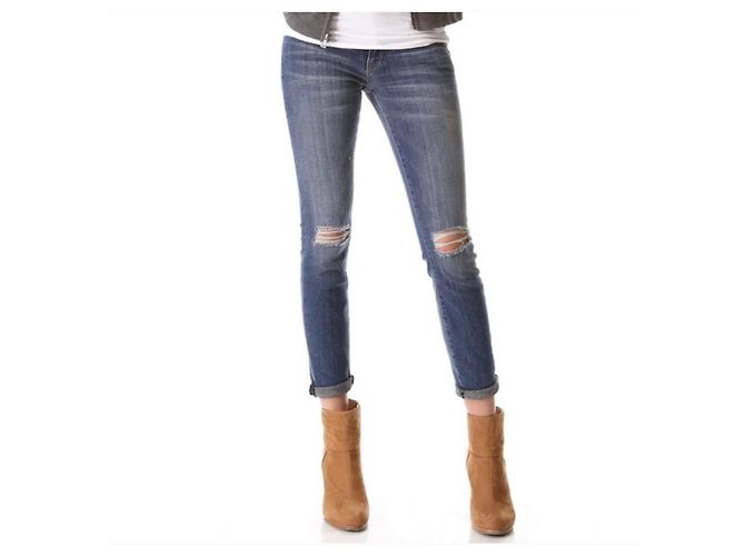 Current Elliott Jeans Current/Elliott The Stiletto Windmill Destroy Blu - vista 5