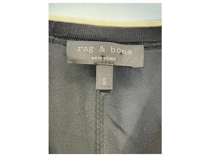Rag & Bone Vestido de seda negro cuello V - vista 2