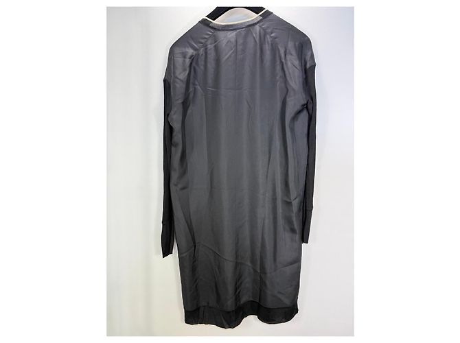 Rag & Bone Vestido de seda negro cuello V - vista 4