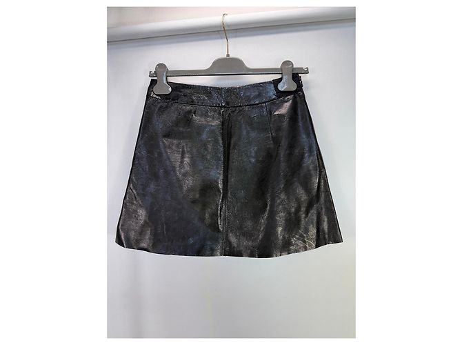 Alice + Olivia Falda evasé de cuero negro - vista 2