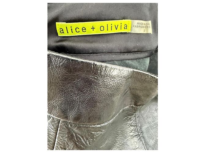 Alice + Olivia Falda evasé de cuero negro - vista 3