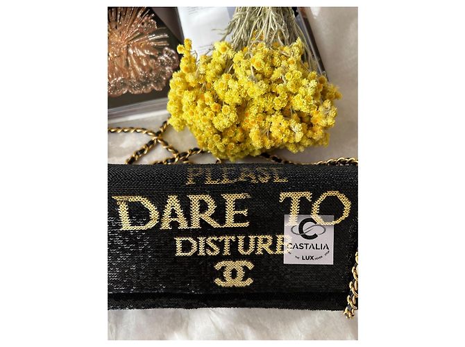 Chanel Paris / Cosmopolite Borsa a Patta in Paillettes Dare To Disturb Nero - vista 4
