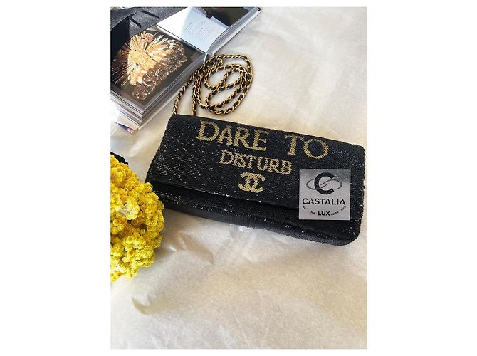 Chanel Paris / Cosmopolite Borsa a Patta in Paillettes Dare To Disturb Nero - vista 5