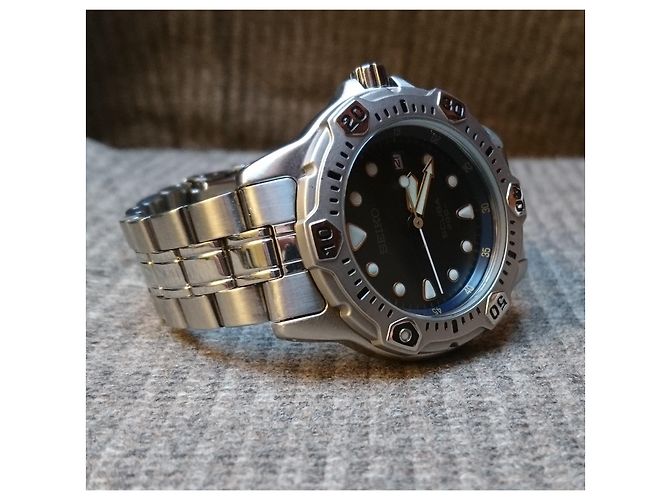 Seiko Scuba Air Diver's 7N35-6A50 Relógio de Quartzo Azul Hardware prateado - vista 14