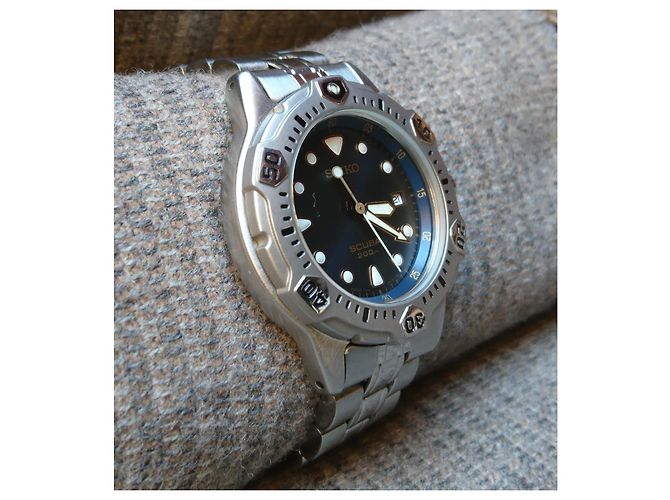 Seiko Scuba Air Diver's 7N35-6A50 Relógio de Quartzo Azul Hardware prateado - vista 2