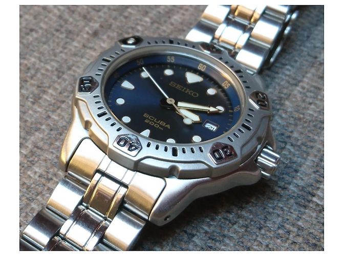 Seiko Scuba Air Diver's 7N35-6A50 Relógio de Quartzo Azul Hardware prateado - vista 3