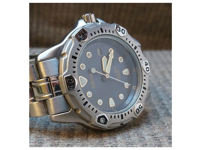 Seiko Scuba Air Diver's 7N35-6A50 Relógio de Quartzo Azul Hardware prateado - vista 8