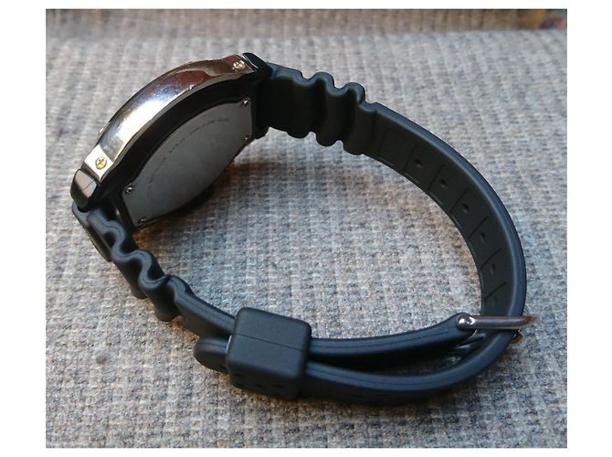 Relógio Seiko Alba Super Dimension Panelight Quartz V671-6A20 Preto Branco Amarelo Gold hardware - vista 8