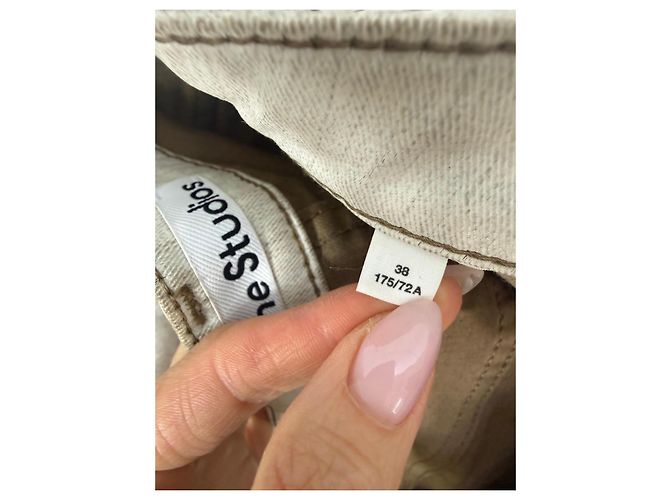 Acne Studios Jeans drapejado bege em algodão - vista 4