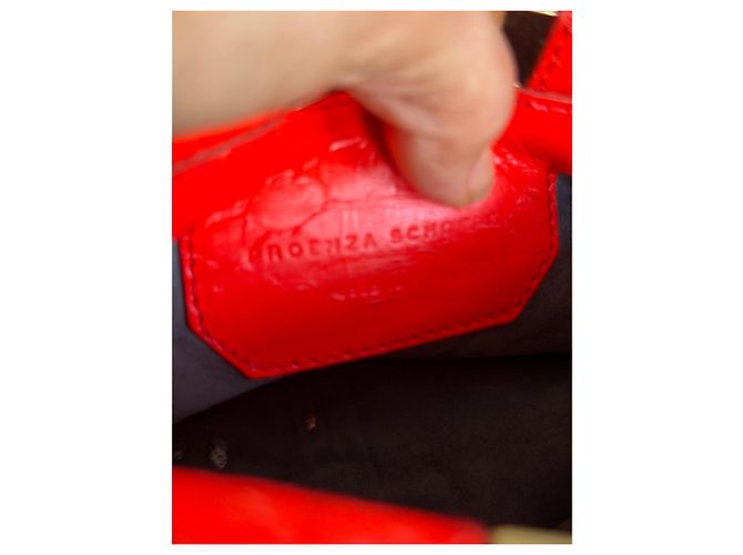 Proenza Schouler Schultertasche aus rotem Leder mit Python-Prägung - Ansicht 12