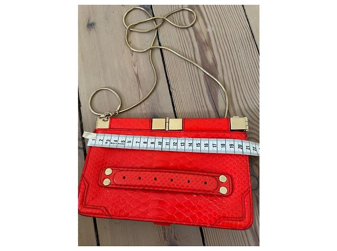 Proenza Schouler Schultertasche aus rotem Leder mit Python-Prägung - Ansicht 8