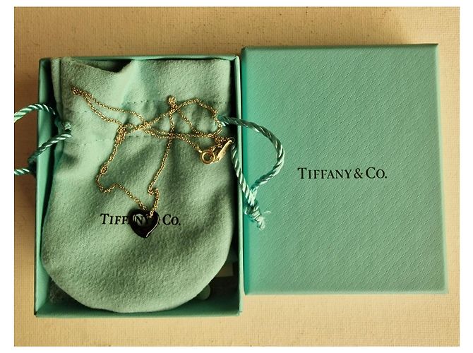 Tiffany & Co. Elsa Peretti Open Heart Halskette aus Jade und Silber Schwarz - Ansicht 3
