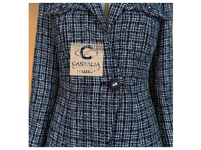 Chanel schwarze Schimmer-Tweed-Jacke mit CC-Knöpfen 34 FR - Ansicht 5