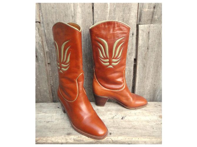 Botas Western de Cuero Pollini Castaño - vista 2
