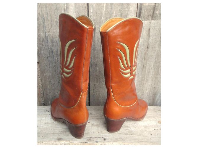 Botas Western de Cuero Pollini Castaño - vista 4