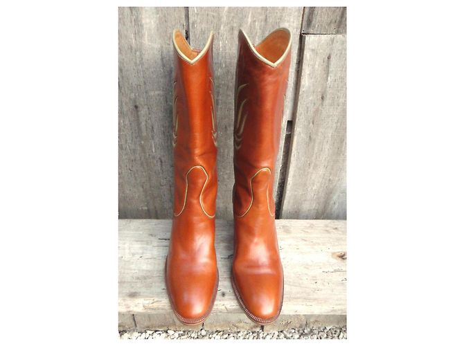 Botas Western de Cuero Pollini Castaño - vista 9