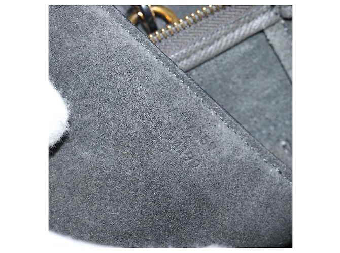 Céline CELINE Micro Belt Hand Bag Leather 2way Gray Gold Auth ka4768V Marrone D'oro - vista 11