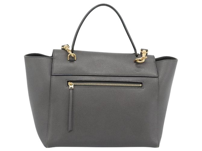 Céline CELINE Micro Belt Hand Bag Leather 2way Gray Gold Auth ka4768V Marrone D'oro - vista 2