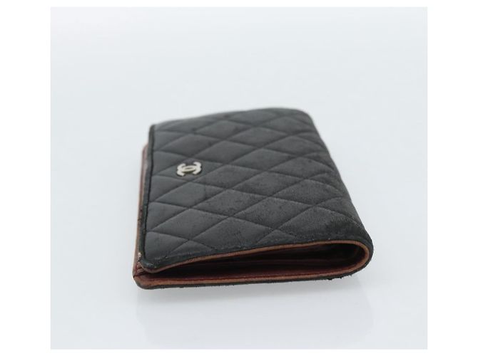 CHANEL Matelassé Long Wallet Lammfell Schwarz Silber CC Authentisch 180933 - Ansicht 4