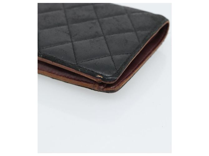 CHANEL Matelassé Long Wallet Lammfell Schwarz Silber CC Authentisch 180933 - Ansicht 7