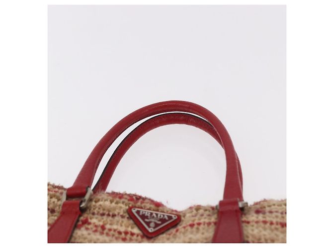 Bolsa PRADA Tweed Vermelho Prata Autêntica 185463A - vista 14