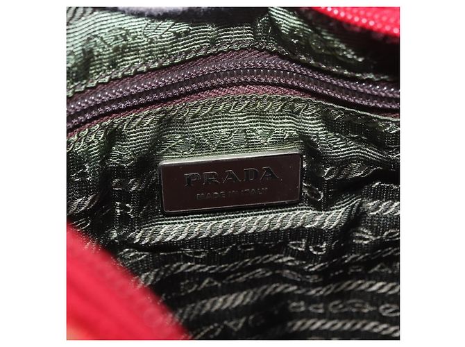 Bolsa PRADA Tweed Vermelho Prata Autêntica 185463A - vista 20