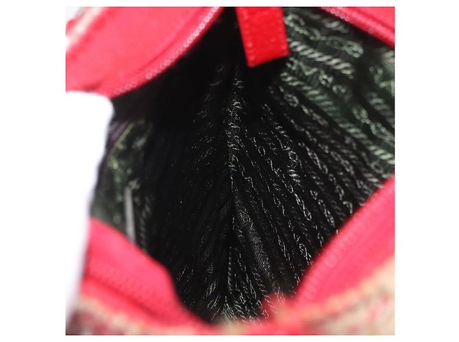 Bolsa PRADA Tweed Vermelho Prata Autêntica 185463A - vista 21