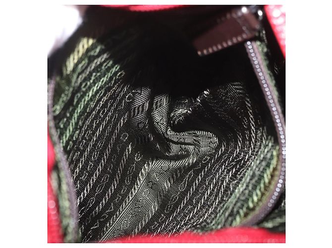 Bolsa PRADA Tweed Vermelho Prata Autêntica 185463A - vista 25