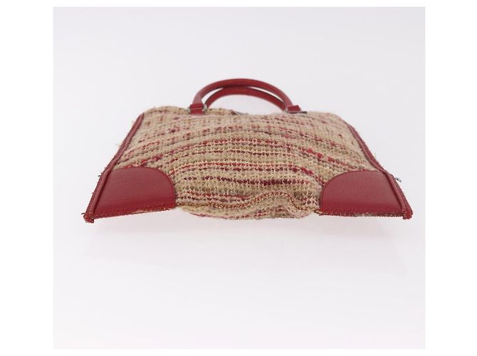 Bolsa PRADA Tweed Vermelho Prata Autêntica 185463A - vista 5